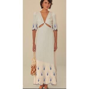 New! Farm Rio Womens Off-White Sea of Fish Beaded Boho Dress Size XL #27